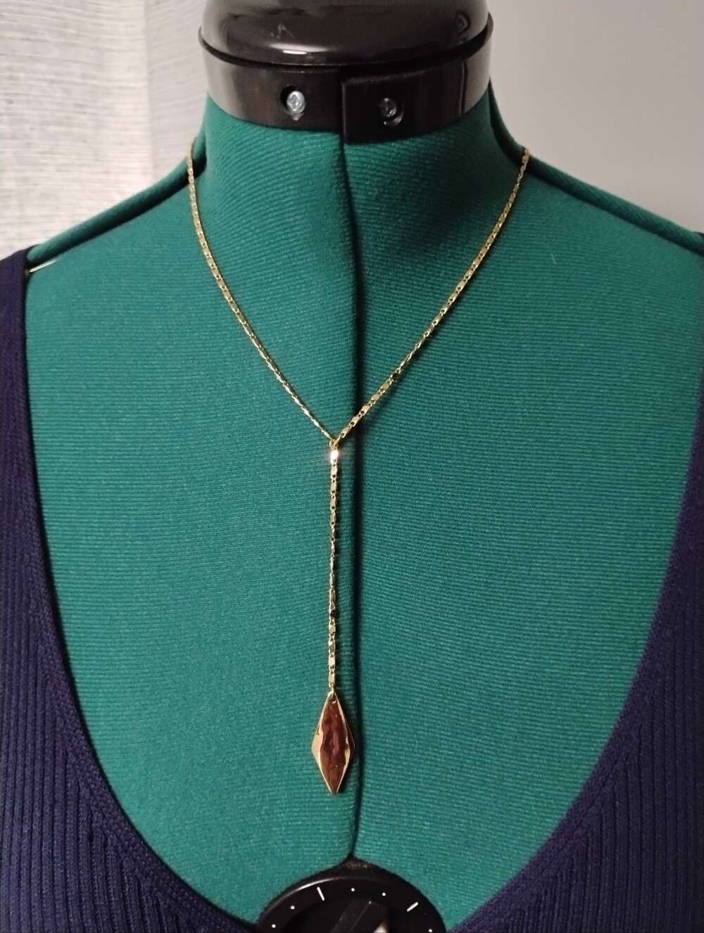 Ettika 18K Gold-Plated Lariat Necklace with Geometric Pendant NWT